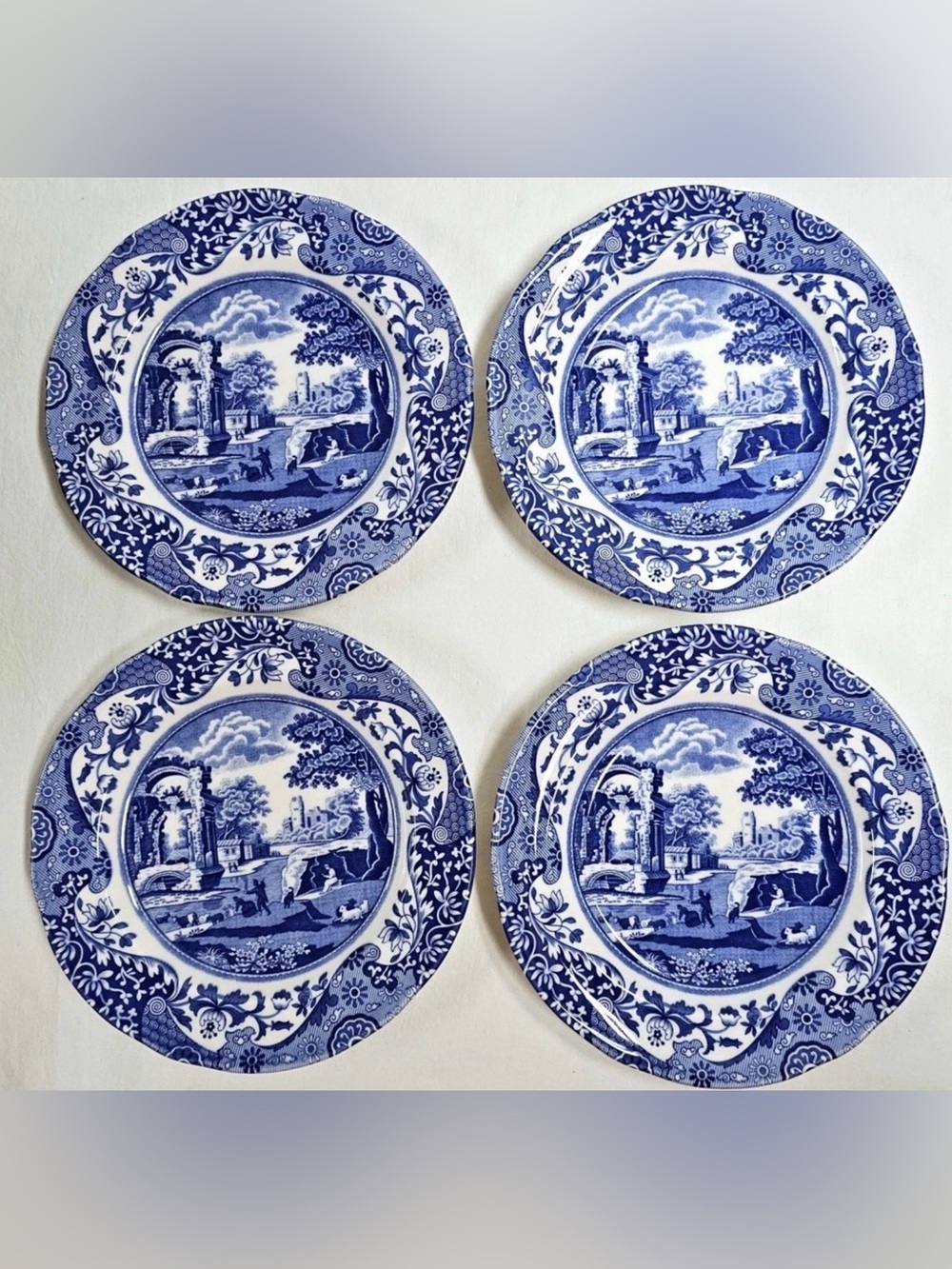 Spode Blue Italian Porcelain 7.5” Salad Plates Made In England Set of 4 New